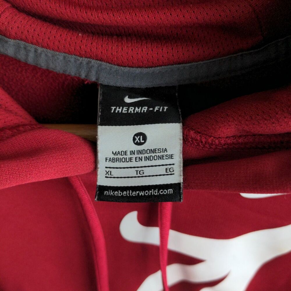 Nike Therma Fit Alabama Crimson Tide Hoodie Mens XL Red NCAA Pullover Sweatshirt - Picture 7 of 7